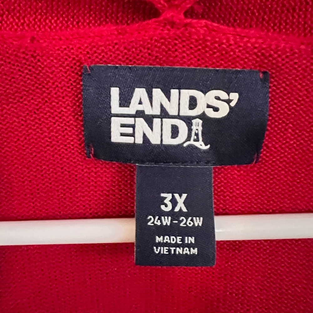 Land’s End 3X (24W-26W) Open Red Cardigan - Picture 2 of 5